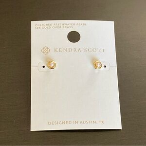 Kendra Scott 14K Gold Plated Liesel White Pearl Stud Earrings